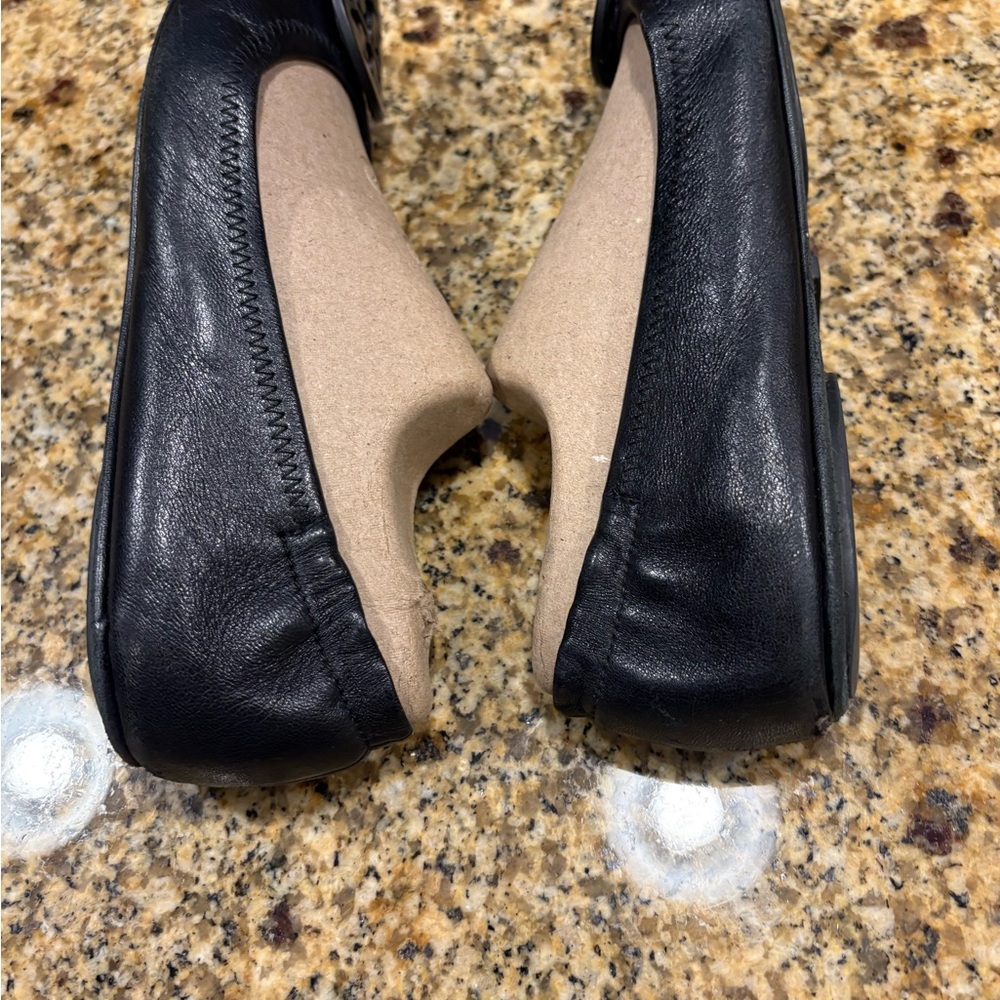 Tory Burch Black Leather Minnie Travel Ballet Flats Size 7 - Picture 5 of 7